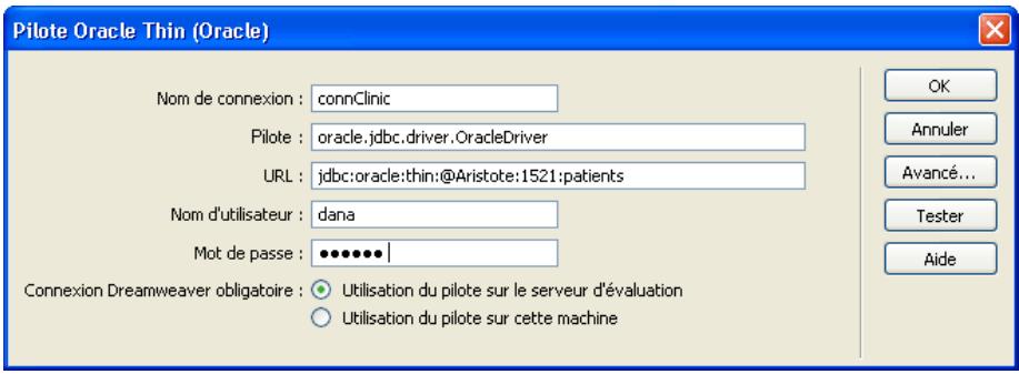 MACROMEDIA DREAMWEAVER MX 6 - A propos des paramètres de connexion JDBC - 2