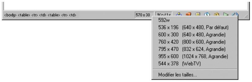 MACROMEDIA DREAMWEAVER MX 6 - Redimensionnement de la fenetre de document - 1