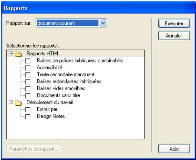 MACROMEDIA DREAMWEAVER MX 6 - Pour executer un rapport Extrait par : - 1