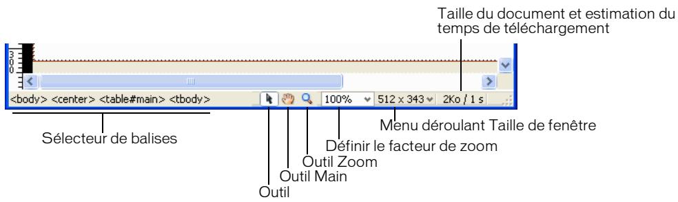 MACROMEDIA STUDIO 8-DCOUVERTE DE STUDIO 8 - La barre d'état - 1