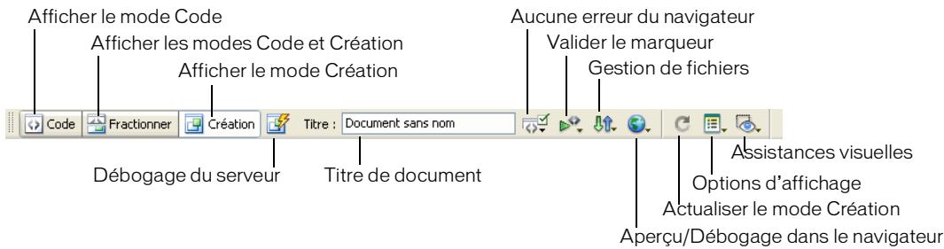 MACROMEDIA STUDIO 8-DCOUVERTE DE STUDIO 8 - Barre d'outils de document - 1