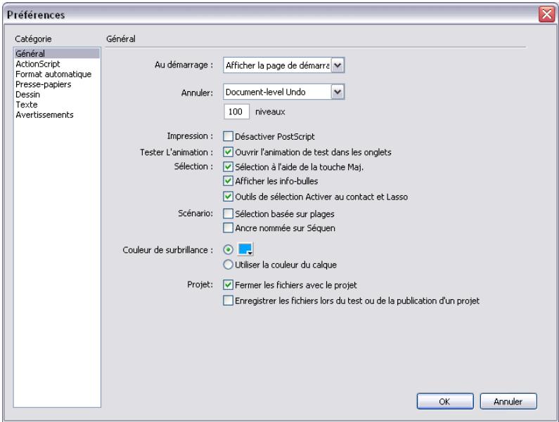 MACROMEDIA STUDIO 8-DCOUVERTE DE STUDIO 8 - Définition des préférences de flash - 1