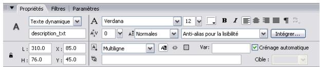 MACROMEDIA STUDIO 8-DCOUVERTE DE STUDIO 8 - Pour ajouter une zone de texte pour les descriptions : - 1