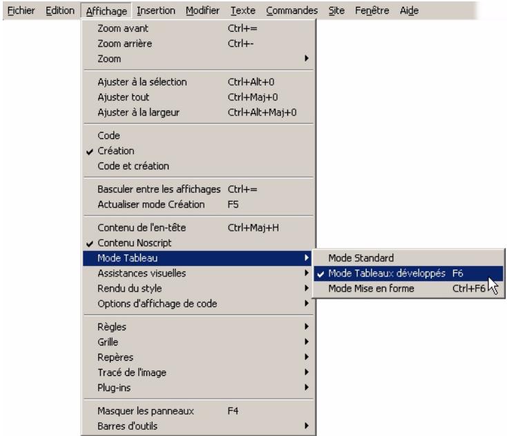 MACROMEDIA STUDIO 8-DCOUVERTE DE STUDIO 8 - Définissez les propriétés des tableaux - 1