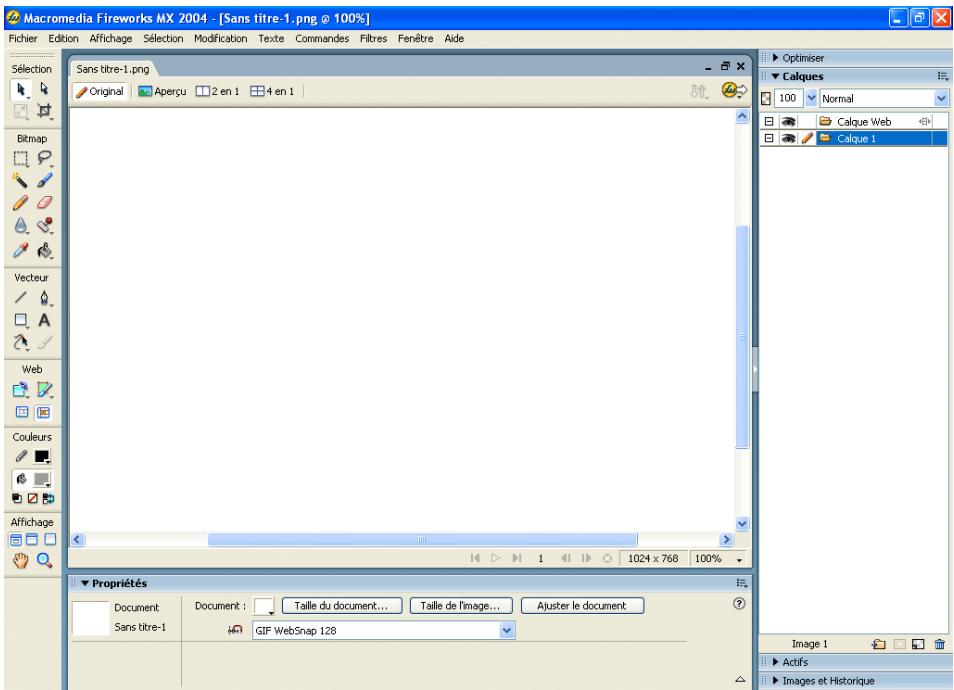 MACROMEDIA STUDIO MX 2004-A LA DCOUVERTE DE STUDIO MX - Description de l'espace de travail de fireworks - 1