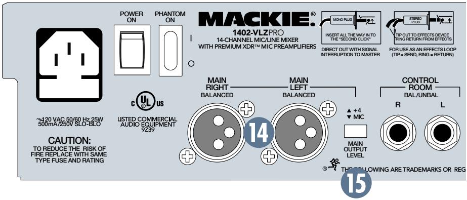 MACKIE 1402-VLZ PRO - Sorties TAPE OUTPUT - 2
