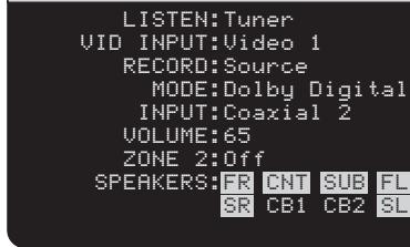 ROTEL RSX-1067 - Het menu "SYSTEM STATUS" - 1