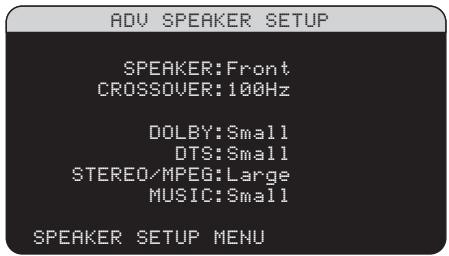 ROTEL RSX-1067 - Het menu "ADV SPEAKER SETUP" - 1