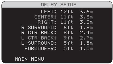ROTEL RSX-1067 - Het menu voor het instellen van de vertragingstijden "DELAY SETUP" - 1