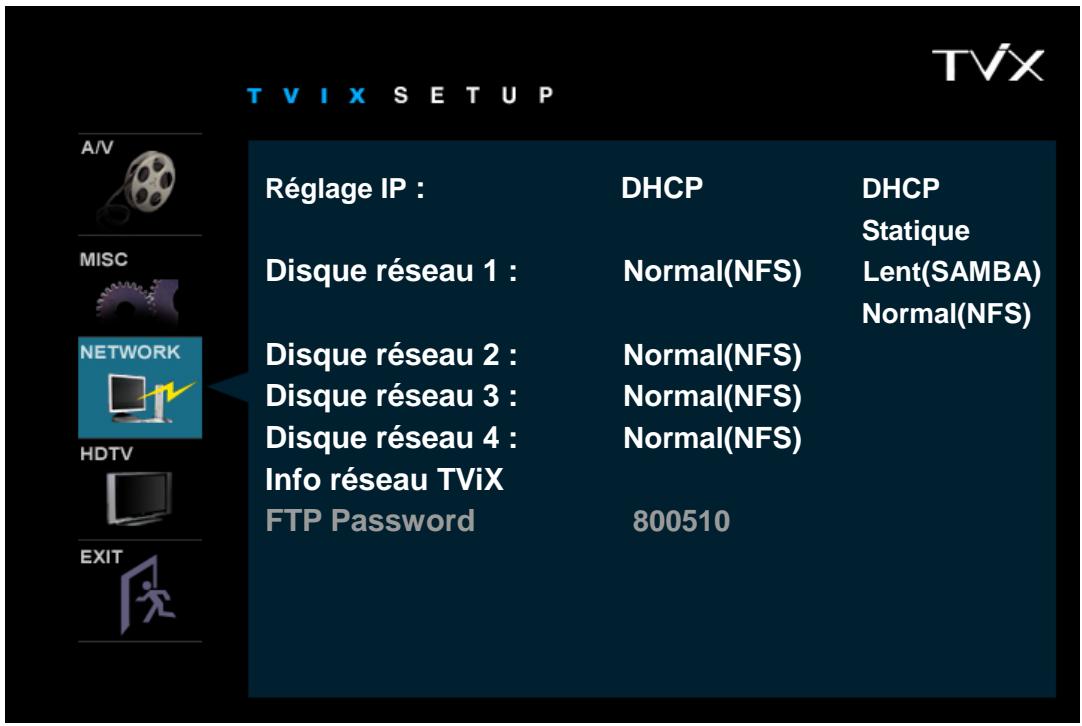 TVIX M-4000S - Réglages RESEAU - 1