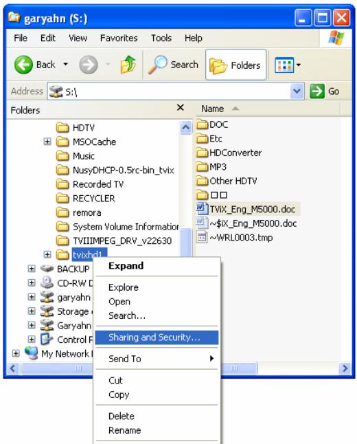 TVIX M-4000S - Configuration réseau sous windows XP (SAMBA) - 1