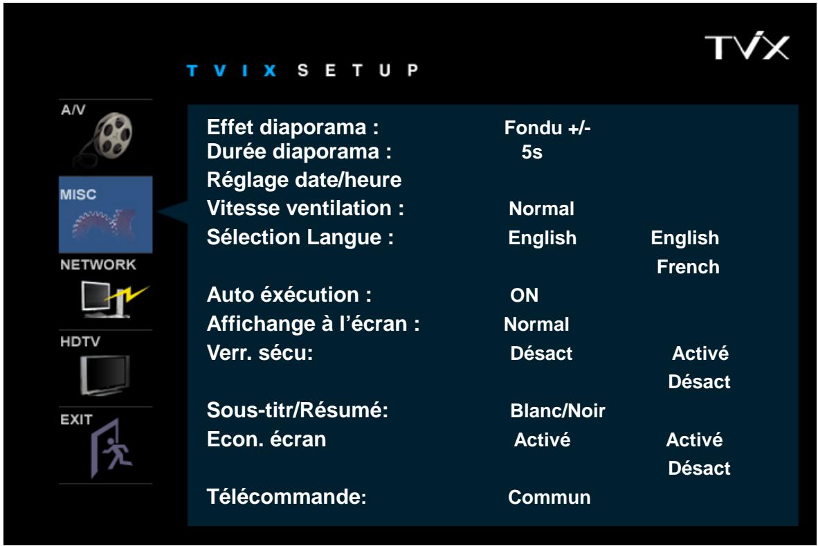 TVIX M-4000S - Réglages MISC - 1