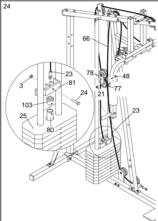 WESLO GYM 3000 - ATTENTION: Faites bien attention d'éviter de basculer les Poids (25) avant que l' étape 9 ne soit terminée. - 10