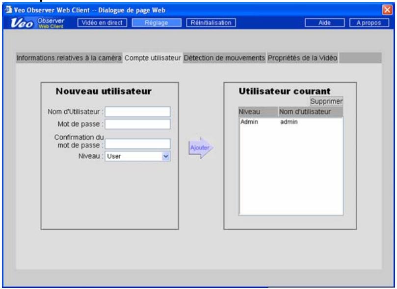 X10 VEO OBSERVER - Comptes utilisateurs - 1