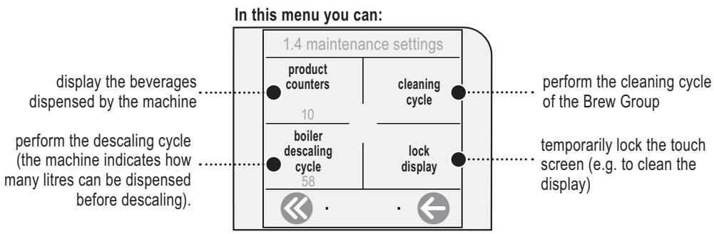 GAGGIA COFFEE - MAINTENANCE SETTINGS - 1