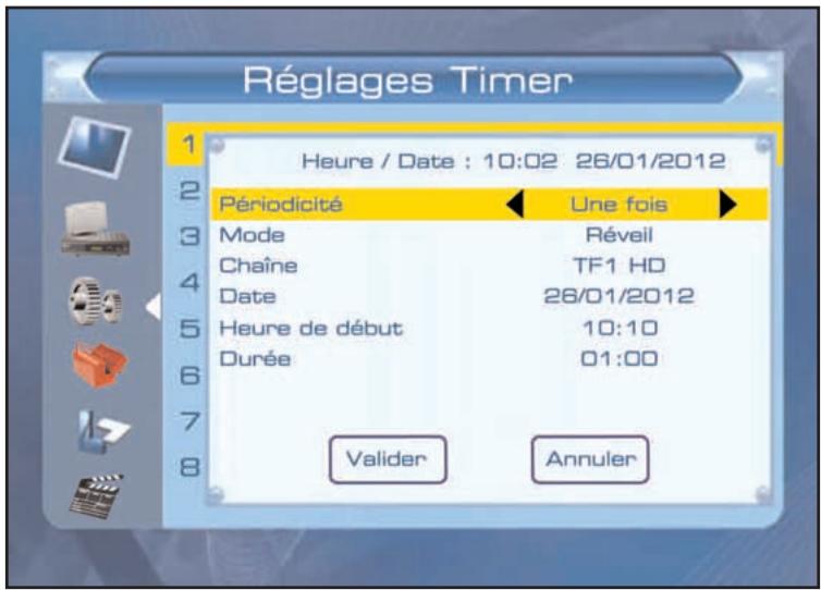 SERVIMAT TNT63HDU - CONFIGURATION SYSTEME (menu Réglages Timer pour programmer le réveil) - 1