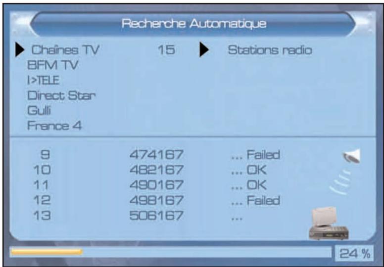 SERVIMAT TNT63HDU - INSTALLATION (recherche automatique, recherche en cours, recherche terminée) - 1