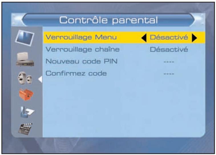 SERVIMAT TNT63HDU - CONFIGURATION SYSTEME (menu contrôle parental, verrouillage menu, modifier code pin) - 1