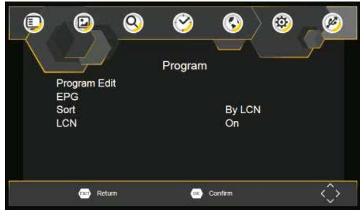 CALIBER PDVBT 101 - Funcimiento Basics Ajustes de organizacion de programas - 1