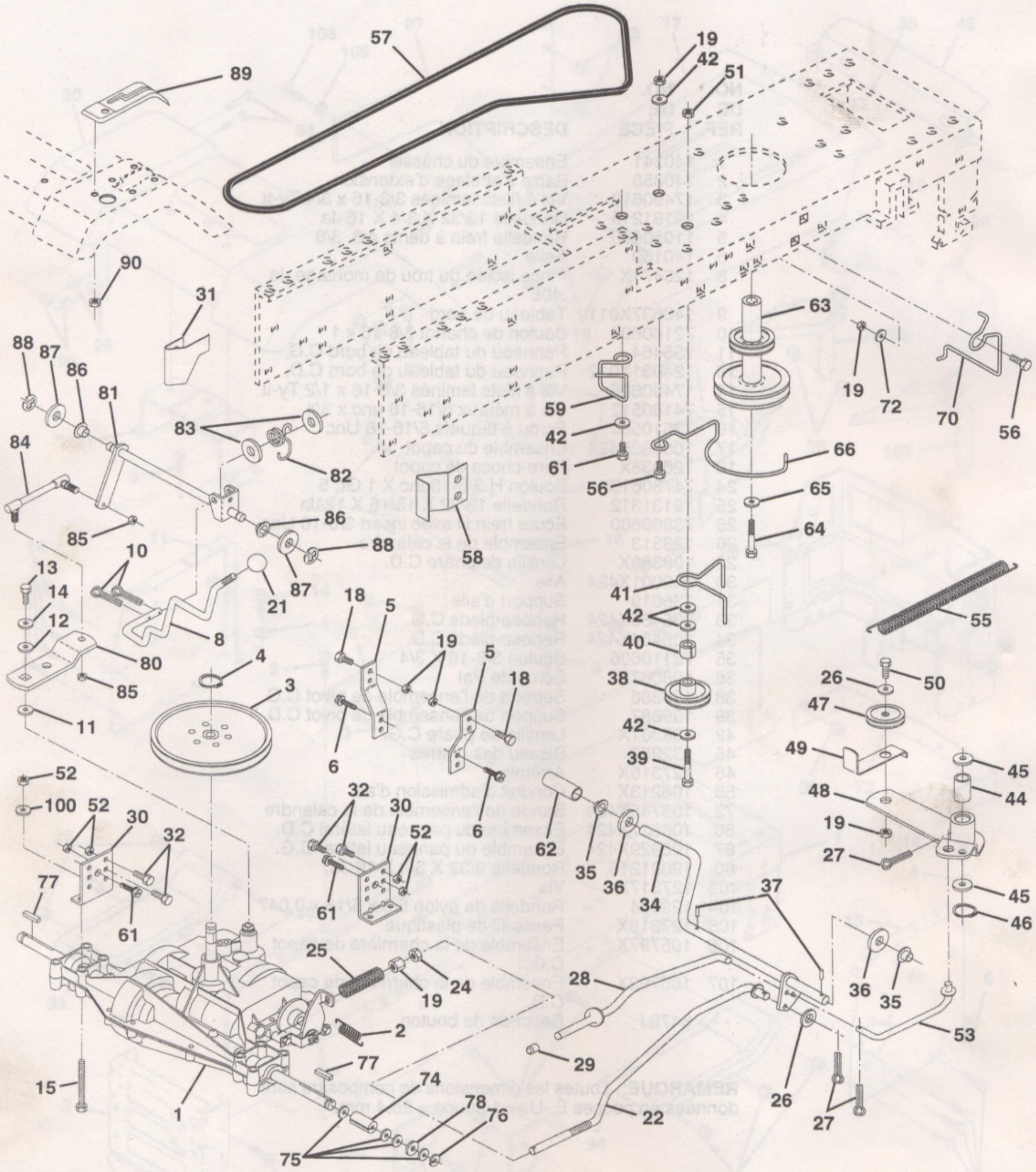 AYP BM1238B - Titre corrigé : Tracteur de 12,5 C. V. de 42 po. -- Numéro de modèle BM1238B châssis et enceintes - 2