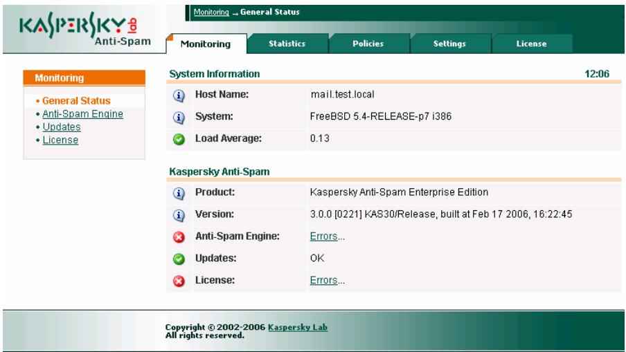 KASPERSKY ANTI-SPAM FOR LINUX - Centre d'administration de Kaspersky Anti-Spam - 1