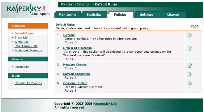 KASPERSKY ANTI-SPAM FOR LINUX - Administration de la stratégie de filtrage - 1
