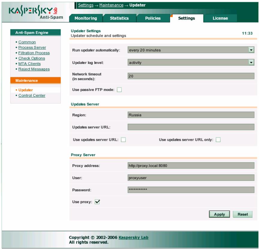 KASPERSKY ANTI-SPAM FOR LINUX - Configuration de la mise à jour - 1