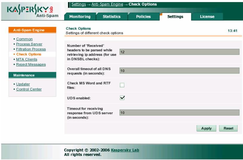 KASPERSKY ANTI-SPAM FOR LINUX - Paramètres d'identification du courrier indésirable - 2