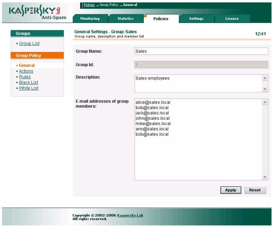 KASPERSKY ANTI-SPAM FOR LINUX - Administration des groupes - 7