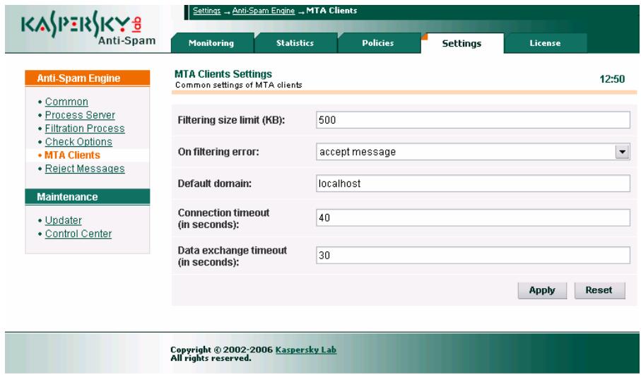 KASPERSKY ANTI-SPAM FOR LINUX - Paramètres des modules clients - 2