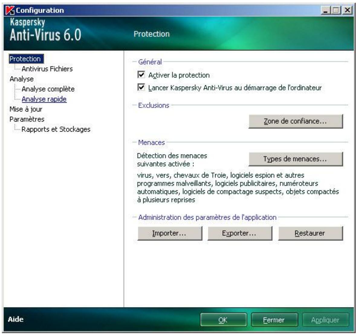 KASPERSKY ANTI-VIRUS FOR WINDOWS SERVER - CONFIGURATION DES PARAMETRES DE L'APPLICATION - 1