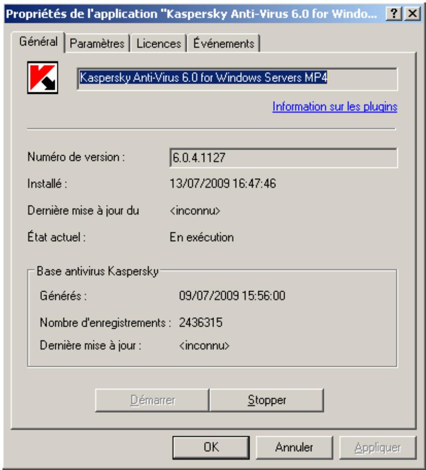 KASPERSKY ANTI-VIRUS FOR WINDOWS SERVER - LANCEMENT ET ARRET DE L'APPLICATION - 1