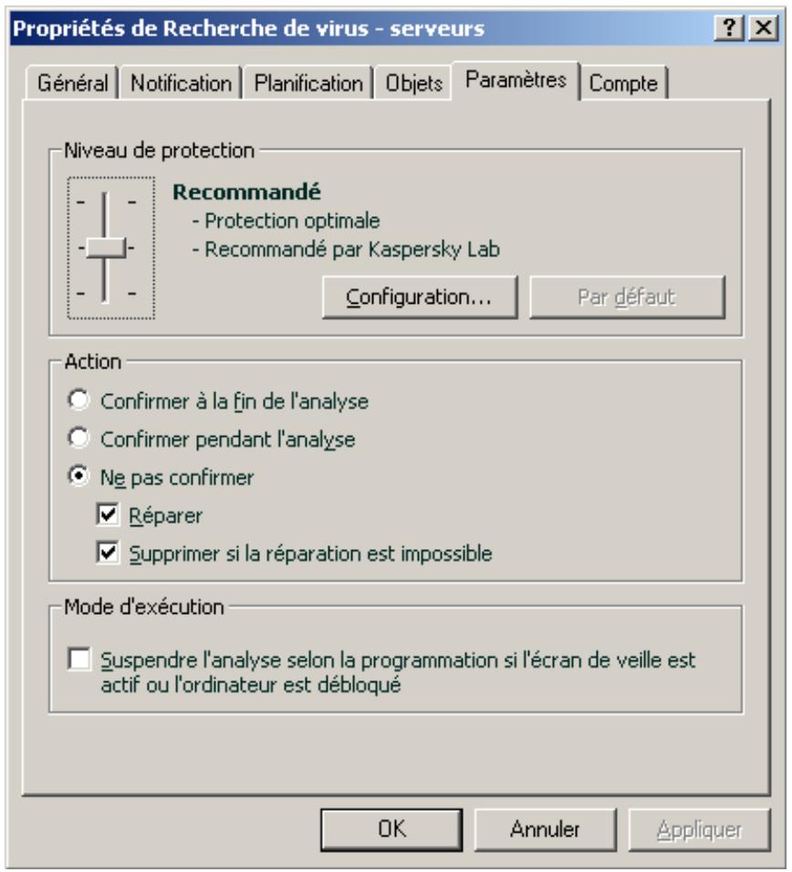 KASPERSKY ANTI-VIRUS FOR WINDOWS SERVER - CONFIGURATION DES TACHES - 1