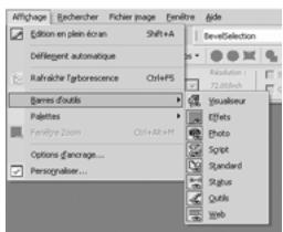 PAINT SHOP PRO PAINT SHOP PRO 9 - Menu déroulant affichtant des barres d'outils - 1
