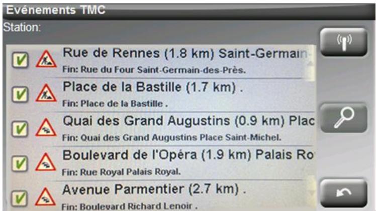 IGN E VADEO X - Lieste des événements traffic - 2