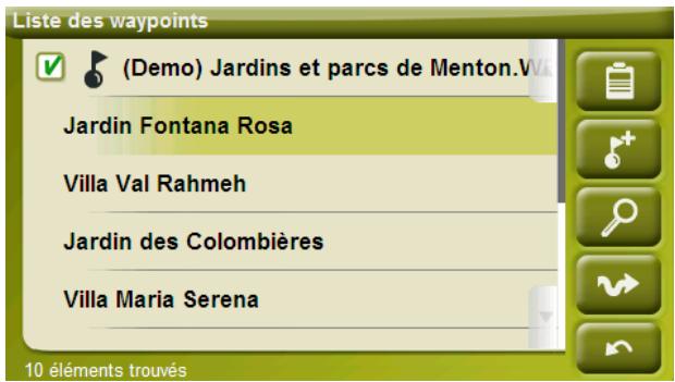 IGN E VADEO X - Listede waypoints - 2
