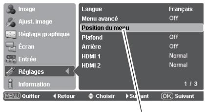 LOGICOM-SANYO PLV-Z2000 - Position du menu - 1
