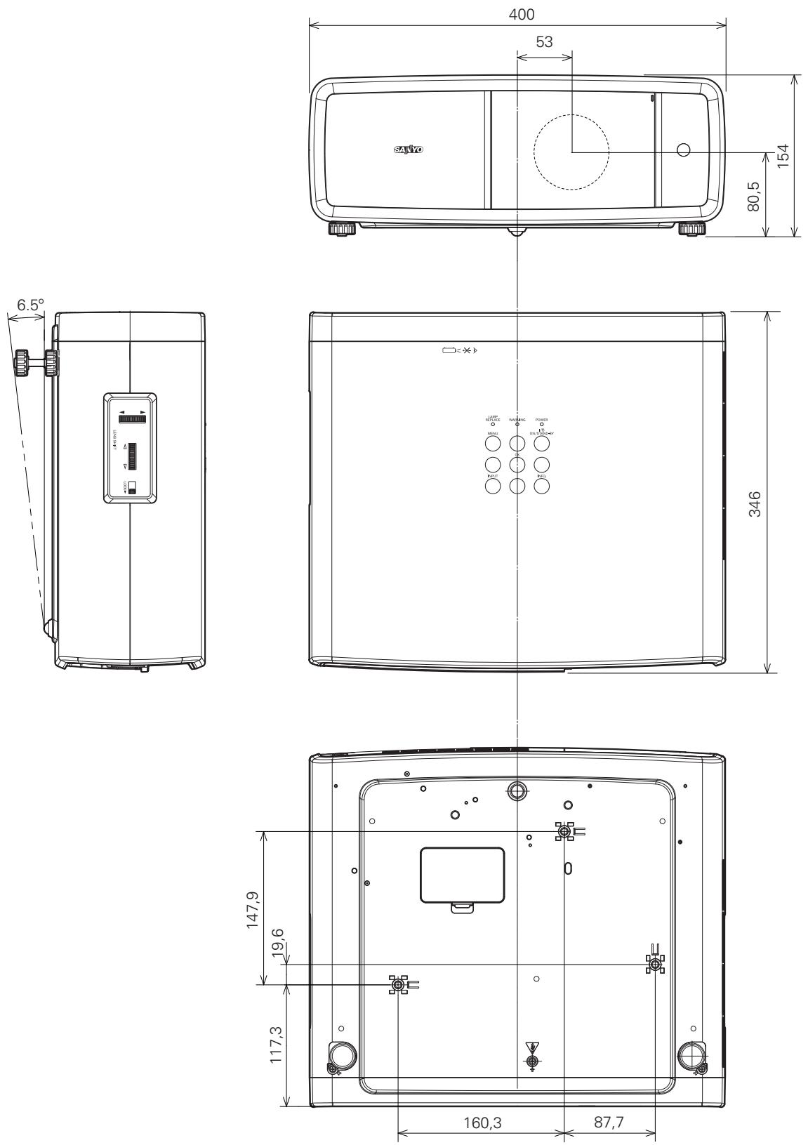 LOGICOM-SANYO PLV-Z700 - Dimensions - 1