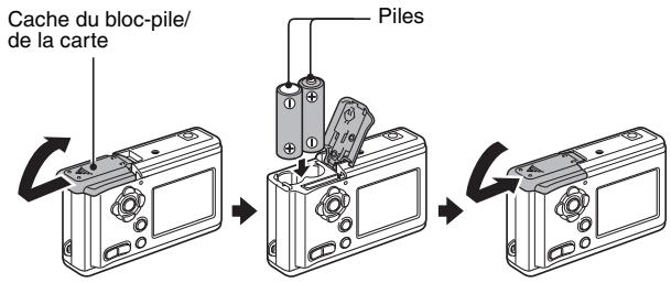 LOGICOM-SANYO XACTI VPC-S6 - Ouvrez le cache du compartment du bloc-pile/de la carte et insérez le bloc-pile. - 1