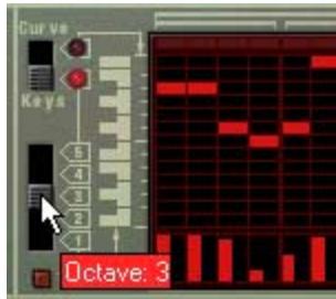 PROPELLERHEAD REASON 2.0 - Le fait de cliquer ou de faire glisser la souris sur la grille alors que le Pattern est en cours de jeu permet de modifier la hauteur des notes. - 1