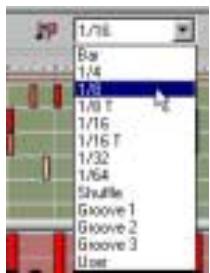 PROPELLERHEAD REASON 2.0 - Déroulez le menu de quantisation sur la barre d'outils du sequencer, puis selectionnez une valeur de quantisation. - 1