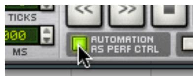 PROPELLERHEAD REASON 4 - Cette option est activée par le bouton "Automation As Perf Ctrl"itué sous les contrôleurs de transport sur le panneau de transport. - 1