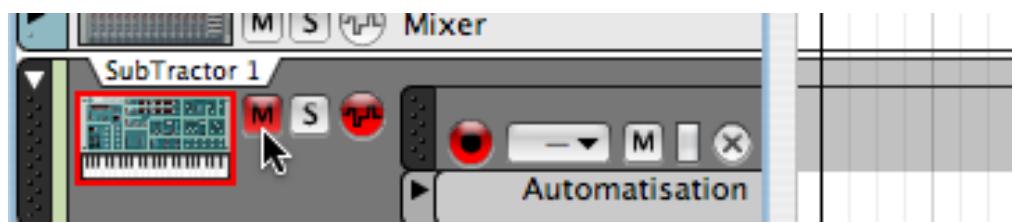 PROPELLERHEAD REASON 4 - PourAMDre muette (silencieuse) une piste, cliquez sur le bouton Muet (M) correspondant. - 1