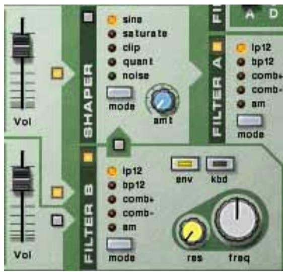 PROPELLERHEAD REASON 4 - Un oscillateur avec les deux filtrés en parallele - 1