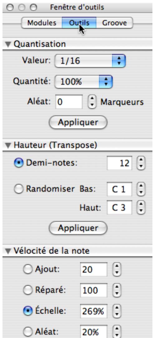 PROPELLERHEAD REASON 4 - Fonctions d'édition des notes de la fenêtre Outils - page Outils - 1