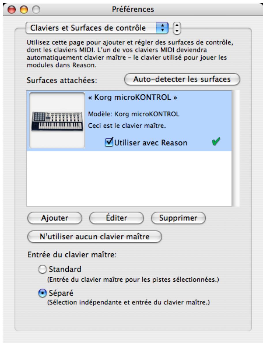PROPELLERHEAD REASON 4 - Préférences - Claviers et Surfaces de contrôle - 1
