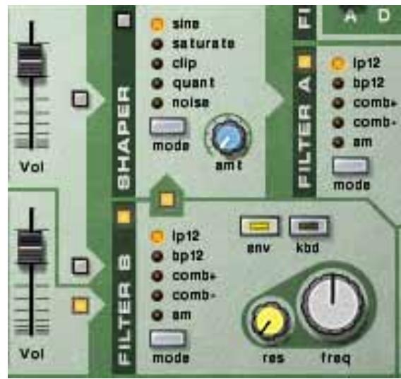 PROPELLERHEAD REASON 4 - L'un des oscillateurs ou les deux vers les deux filtres en série - 2