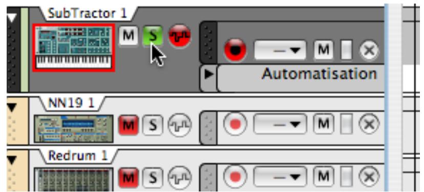 PROPELLERHEAD REASON 4 - Pour prendre une piste solo, cliquez sur le bouton Solo (S) correspondant. - 1