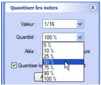 PROPELLERHEAD REASON 5 - Sélectionnéz une valeur dans la liste déroulante Intensité de quantification. - 1