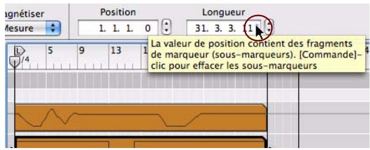 PROPELLERHEAD REASON 5 - À propos des sous-marqueurs dans les affichages Position et Longueur - 1